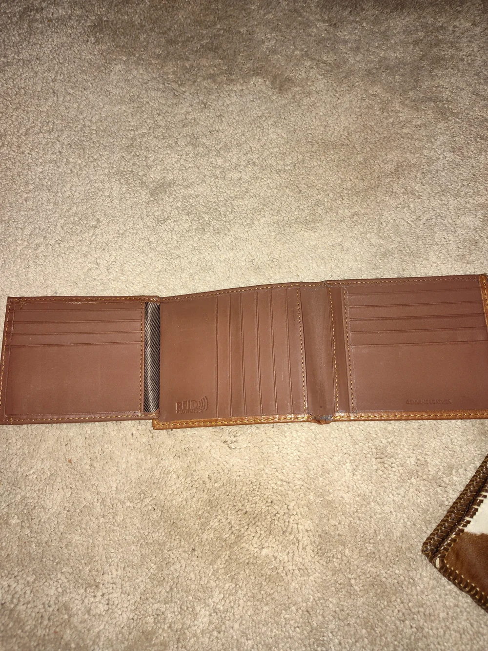 Genuine Leather Wallet Bundle RFID Trifold & Western Cowhide Hair on Hide